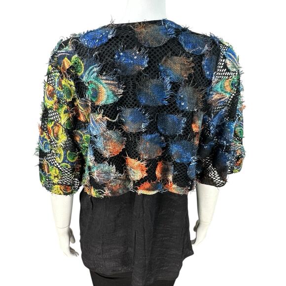 Pretty Angel Topper Blouse Womens Size Large Asymmetric Linen Blend Boho Artsy - Picture 4 of 11